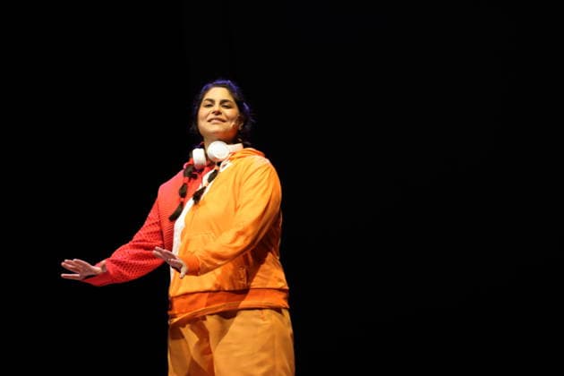 Homa Faghiri during the photo rehearsal for Wolf at the Theater an der Parkaue in Berlin, 20 February 2026 By Sasa Stanisic Directed and choreographed by Raphael Moussa Hillebrand Stage and costumes by Jürgen Kirner Premiere is on 24 February 2026 Theater an der Parkaue Berlin Wolf