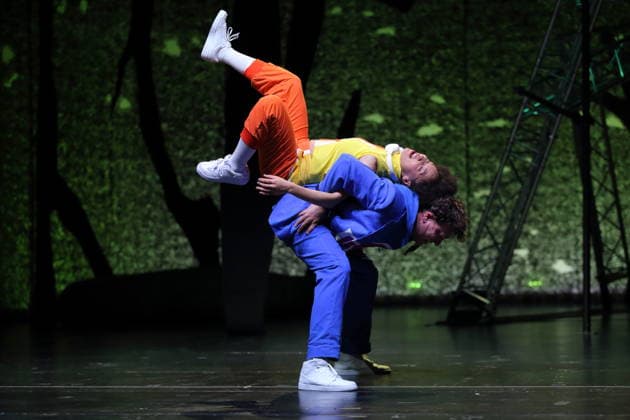 Jessica Cuna and Andrej von Sallwitz during the photo rehearsal for Wolf at the Theater an der Parkaue in Berlin, 20 February 2026 By Sasa Stanisic Directed and choreographed by Raphael Moussa Hillebrand Stage and costumes by Jürgen Kirner Premiere is on 24 February 2026 Theater an der Parkaue Berlin Wolf