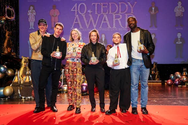 Guest, Kai Stänicke, Brydie O™Connor, Celine Sciamma, Ian de la Rosa and Gael Kamilindi at the presentation of the 40 Teddy Award 2026 at the Berlinale 2026 76 Berlin International Film Festival at the Volksbühne Berlin, 20 02 2026 Foto:xB.xDummerx xFuturexImagex teddy_6208