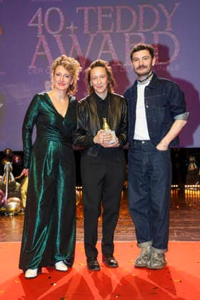 Tricia Tuttle, Celine Sciamma and Michael Stütz at the presentation of the 40 Teddy Award 2026 at the Berlinale 2026 76 Berlin International Film Festival at the Volksbühne Berlin, 20 02 2026 Foto:xB.xDummerx xFuturexImagex teddy_6209