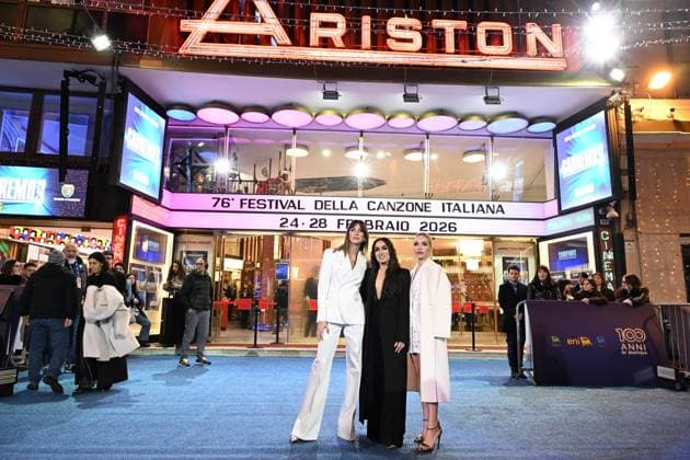 Sanremo: 76th Italian Song Festival. Primafestival. Pictured: Ema Stokholma, Manola Moslehi, Carolina Rey  Copyright: xMaurizioxD Avanzox xipa-agency.netx xMaurizioxDxAvanzox IPA_Agency_IPA71837271