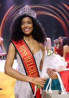 Miss Belgium 2026 Olga Lombardo pictured at the Miss Belgium 2026 beauty contest, at the Plopsa Theatre, in Plopsaland amusement park, Saturday 21 February 2026 in Adinkerke, De Panne.  KURTxDESPLENTER 164481588