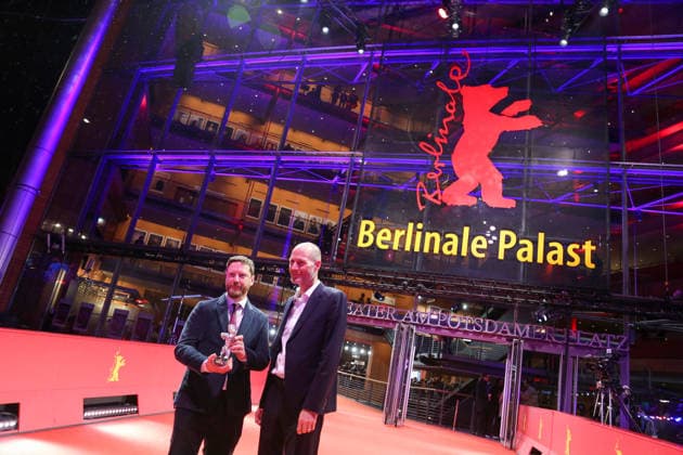 February 21, 2026, Berlin, Germany: Tristan Goligher (L) and Lance Hammer pose with the Silver Bear Jury Prize for Queen at Sea after the closing ceremony of the 76th Berlin International Film Festival (Berlinale), Europe s first major film festival of the year, in Berlin. The festival runs from February 12 to 22, 2026. Berlin Germany  - ZUMAf146 20260221_zip_f146_039 Copyright: xRouzbehxFouladix