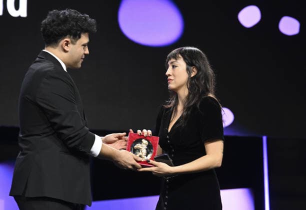 76th Berlin International Film Festival BERLIN, GERMANY - FEBRUARY 21: Director Marie-Rose Osta receives the Golden Bear Award for Best Short Film for her film Someday a Child during the 76th International Berlin International Film Festival (Berlinale) in Berlin, Germany on February 21, 2026. Halil Sagirkaya Anadolu Berlin Germany. Editorial use only. Please get in touch for any other usage.  Copyright: x2026xAnadoluxHalilxSagirkayax