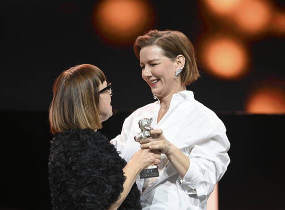 76th Berlin International Film Festival BERLIN, GERMANY - FEBRUARY 21: Sandra Huller receives the Silver Bear Award for Best Actress for her role in Rose during the 76th International Berlin International Film Festival (Berlinale) in Berlin, Germany on February 21, 2026. Halil Sagirkaya Anadolu Berlin Germany. Editorial use only. Please get in touch for any other usage.  Copyright: x2026xAnadoluxHalilxSagirkayax