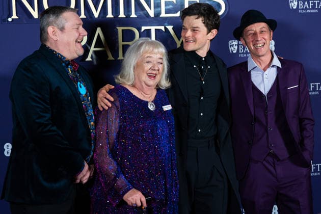 February 21, 2026, London, United Kingdom: (L-R) John Davidson, Dottie Achenbach, Robert Aramayo and Murray Gladstone attend the Nominees Party for the EE BAFTA Film Awards 2026 at the National Portrait Gallery. London United Kingdom  - ZUMAs197 20260221_aaa_s197_304 Copyright: xLounisxTiarx