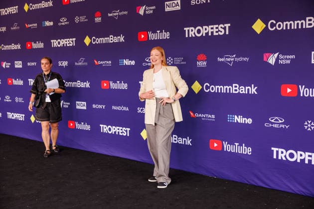 TROPFEST, Sarah Snook walks the the black carpet for Tropfest at Centennial Park in Sydney, Sunday, February 22, 2026. ( NO ARCHIVING SYDNEY NEW SOUTH WALES AUSTRALIA  Copyright: xNADIRxKINANIx 20260222144504525919
