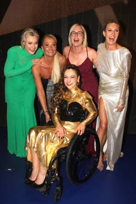 55 Ball des Sports 2026 Frankfurt am Main, 21 02 2026 Britta Heidemann, Franziska van Almsick, Kristina Vogel, Christiane Schenderlein and Magdalena Brzeska at the 55 Ball des Sports 2026 in the Festhalle Frankfurt Hessen Copyright: xMatthiasxGränzdörferx