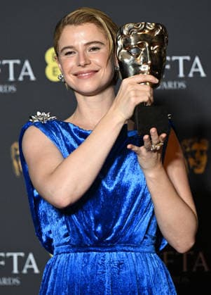 Irish actress Jesse Buckley attends the Winners Room at the EE BAFTA Film Awards at the Royal Festival Hall in London, England on Sunday, February 22, 2026.  LON20260222196 RUNExHELLESTAD