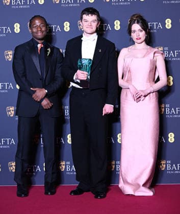 2026 BAFTA Film Awards press room at the Royal Festival Hall, Southbank Centre Featuring: David Jonsson, Robert Aramayo and Aimee Lou Wood Where: London, United Kingdom When: 22 Feb 2026 Credit: Cover Images EDITORIAL USE ONLY. NOT FOR USE BY NEWSPAPERS BASED IN THE UK. Copyright: xx coverimg55497436