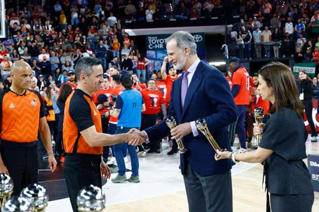 Spanish King Felipe VI during King s Cup Finals match between Real Madrid vs Baskonia in Valencia. 22 February 2026 Cordon Press 