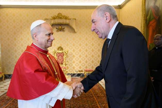 RECORD DATE NOT STATED ITALY - POPE LEO RECEIVES IN PRIVATE AUDIENCE MR TAMAS SULYOK, PRESIDENT OF THE REPUBLIC OF HUNGARY , AT THE VATICAN - 2026 2 21 Italy, Rome, Vatican 2026 2 21 .Pope Leo XIV receives Mr. Tamas Sulyok, President of the Republic of Hungary, in private audience at the Vatican EDITORIAL USE ONLY - NO BOOKS Copyright: xVATICANxMEDIAx