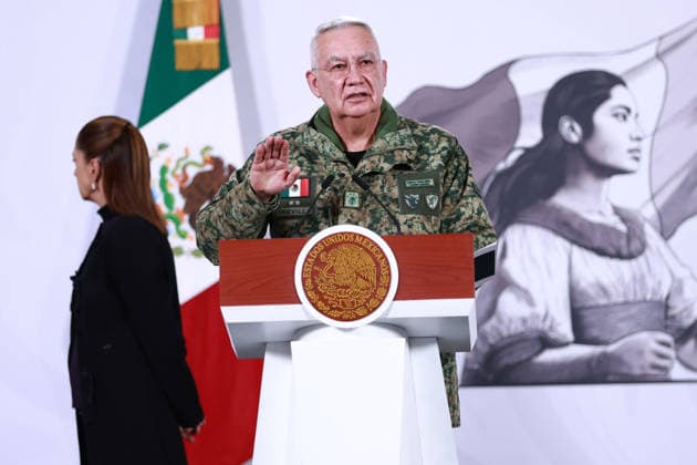Mexico security cabinet details operation ending in death of cartel chief El Mencho MEXICO CITY, MEXICO - FEBRUARY 23: Mexico s Secretary of Defense Ricardo Trevilla speaks during a press conference following the military operation in which cartel leader Nemesio Oseguera Cervantes, known as El Mencho was killed, at the National Palace, in Mexico City, Mexico on February 23, 2026. Daniel Cardenas Anadolu Mexico City Mexico. Editorial use only. Please get in touch for any other usage.  Copyright: x2026xAnadoluxDanielxCardenasx