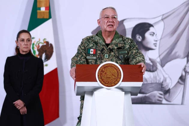 Mexico security cabinet details operation ending in death of cartel chief El Mencho MEXICO CITY, MEXICO - FEBRUARY 23: Mexico s Secretary of Defense Ricardo Trevilla speaks during a press conference following the military operation in which cartel leader Nemesio Oseguera Cervantes, known as El Mencho was killed, at the National Palace, in Mexico City, Mexico on February 23, 2026. Daniel Cardenas Anadolu Mexico City Mexico. Editorial use only. Please get in touch for any other usage.  Copyright: x2026xAnadoluxDanielxCardenasx