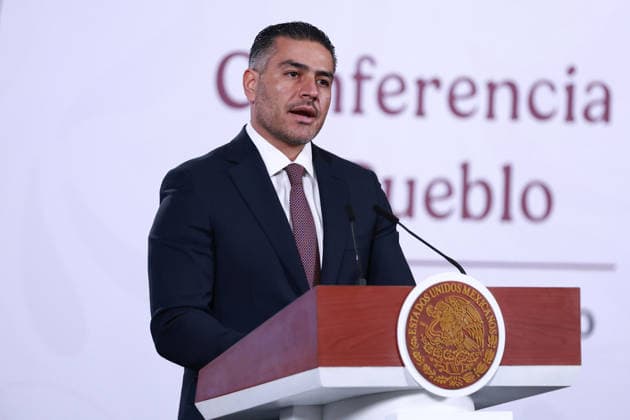 Mexico security cabinet details operation ending in death of cartel chief El Mencho MEXICO CITY, MEXICO - FEBRUARY 23: Secretary of Security and Citizen Protection Omar Garcia Harfuch speaks during a press conference following the military operation in which cartel leader Nemesio Oseguera Cervantes, known as El Mencho was killed, at the National Palace, in Mexico City, Mexico on February 23, 2026. Daniel Cardenas Anadolu Mexico City Mexico. Editorial use only. Please get in touch for any other usage.  Copyright: x2026xAnadoluxDanielxCardenasx