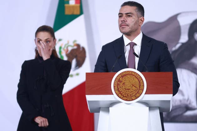 Mexico security cabinet details operation ending in death of cartel chief El Mencho MEXICO CITY, MEXICO - FEBRUARY 23: Secretary of Security and Citizen Protection Omar Garcia Harfuch speaks during a press conference following the military operation in which cartel leader Nemesio Oseguera Cervantes, known as El Mencho was killed, at the National Palace, in Mexico City, Mexico on February 23, 2026. Daniel Cardenas Anadolu Mexico City Mexico. Editorial use only. Please get in touch for any other usage.  Copyright: x2026xAnadoluxDanielxCardenasx