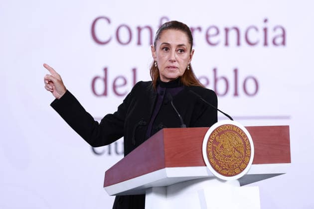 Mexico security cabinet details operation ending in death of cartel chief El Mencho MEXICO CITY, MEXICO - FEBRUARY 23: Mexican President Claudia Sheinbaum speaks during a press conference following the military operation in which cartel leader Nemesio Oseguera Cervantes, known as El Mencho was killed, at the National Palace, in Mexico City, Mexico on February 23, 2026. Daniel Cardenas Anadolu Mexico City Mexico. Editorial use only. Please get in touch for any other usage.  Copyright: x2026xAnadoluxDanielxCardenasx