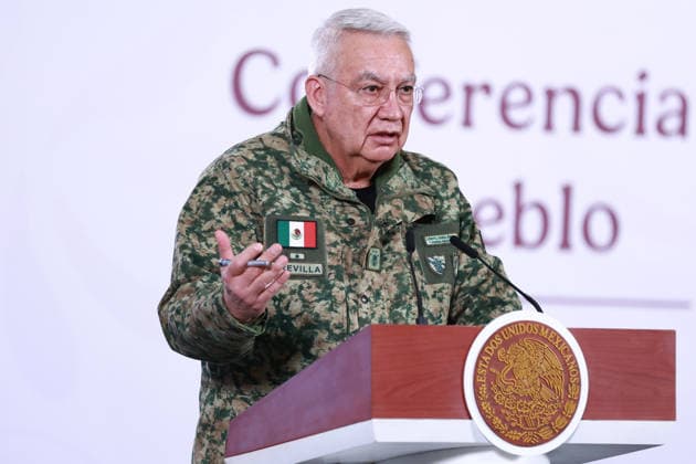 Mexico security cabinet details operation ending in death of cartel chief El Mencho MEXICO CITY, MEXICO - FEBRUARY 23: Mexico s Secretary of Defense Ricardo Trevilla speaks during a press conference following the military operation in which cartel leader Nemesio Oseguera Cervantes, known as El Mencho was killed, at the National Palace, in Mexico City, Mexico on February 23, 2026. Daniel Cardenas Anadolu Mexico City Mexico. Editorial use only. Please get in touch for any other usage.  Copyright: x2026xAnadoluxDanielxCardenasx