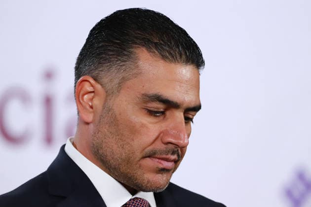Mexico™s President Claudia Sheinbaum Holds El Mencho News Conference Secretary of Security and Citizen Protection, Omar Garcia Harfuch speaks during a news conference about the death of Nemesio Oseguera, know El Mencho, leader of the Jalisco Nueva Generacion Cartel, during an operation in Tapalpa, Jalisco, which sparked roadblocks and vehicle burnings in various parts of the country. on February 23, 2026 in Mexico City, Mexico. (Photo by Carlos Santiago Eyepix Group) Copyright: xCarlosxSantiagox xEyepixxGroupx CS_23022026_176457