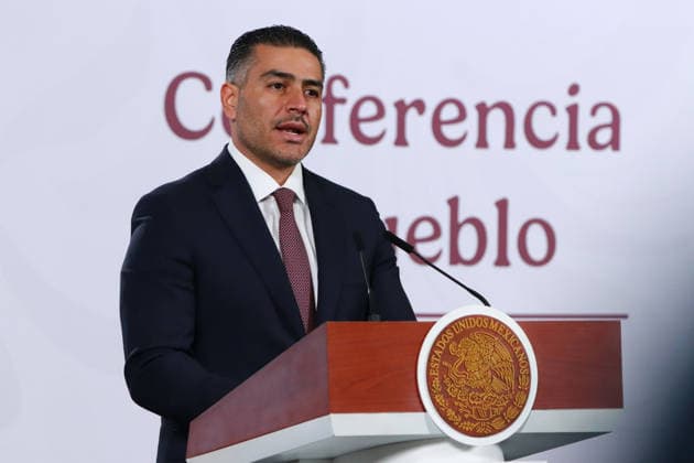 Mexico™s President Claudia Sheinbaum Holds El Mencho News Conference Secretary of Security and Citizen Protection, Omar Garcia Harfuch speaks during a news conference about the death of Nemesio Oseguera, know El Mencho, leader of the Jalisco Nueva Generacion Cartel, during an operation in Tapalpa, Jalisco, which sparked roadblocks and vehicle burnings in various parts of the country. on February 23, 2026 in Mexico City, Mexico. (Photo by Carlos Santiago Eyepix Group) Copyright: xCarlosxSantiagox xEyepixxGroupx CS_23022026_176459