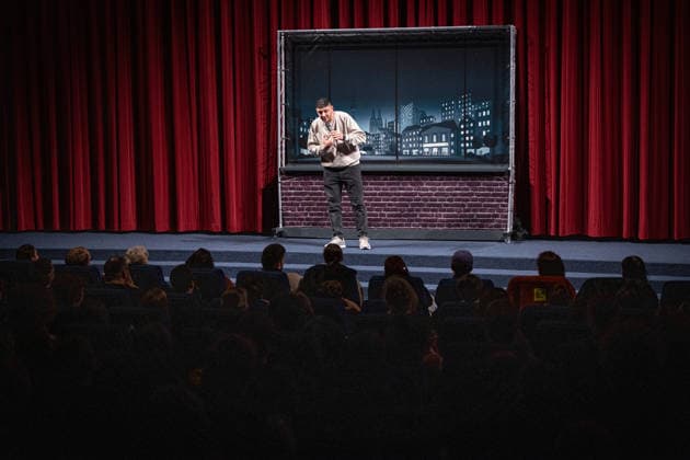 Launch of the new comedy news format Fun Facts News on the Net Abdul Kader Chahin on stage World premiere FunFacts at the Delphi Filmpala Copyright: xEventpressxFuhrx
