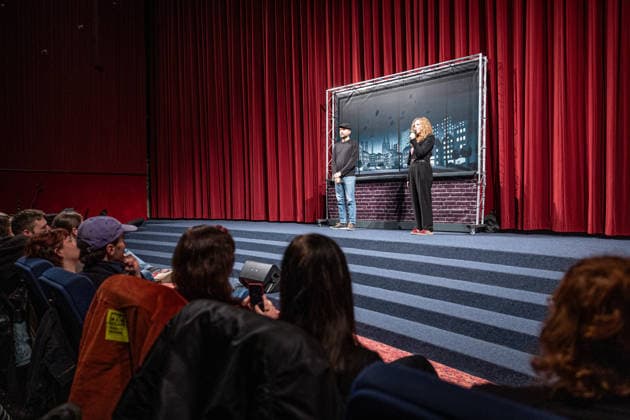 Launch of the new comedy news format Fun Facts News im Netz Marc Uwe Kling, Sarah Bosetti on stage World premiere FunFacts at Copyright: xEventpressxFuhrx