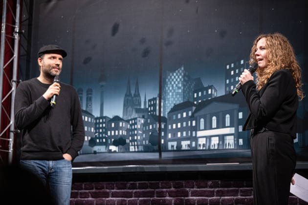 Launch of the new comedy news format Fun Facts News im Netz Marc Uwe Kling, Sarah Bosetti on stage World premiere FunFacts at Copyright: xEventpressxFuhrx