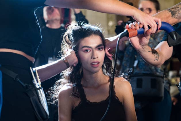 Aadnevik AW26 Show at London Fashion Week LONDON, UNITED KINGDOM - FEBRUARY 23: A model has her hair prepared backstage ahead of Aadnevik Autumn Winter 2026 show at The Royal Horseguards Hotel as part of London Fashion Week in London, United Kingdom on February 23, 2026. Wiktor Szymanowicz Anadolu London United Kingdom. Editorial use only. Please get in touch for any other usage.  Copyright: x2026xAnadoluxWiktorxSzymanowiczx