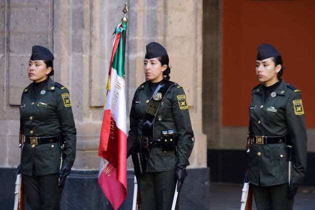 Mexican President Claudia Sheinbaum leads 113th death anniversary of Francisco I in Mexico - 23 Feb 2026 A female honor guard accompanies Mexican President during the ceremony commemorating the 113th anniversary of the death of Francisco I. Madero at the National Palace. Francisco I. Madero was a champion of democracy and a key figure in the Mexican Revolution. His legacy includes the fight for effective suffrage and the prohibition of reelection. Mexico City Mexico Copyright: xGerardoxVieyrax xSOPAxImagesx _MG_6182