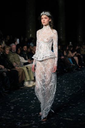 LFW - Aadnevik Runway A model walks the runway at the Aadnevik show during London Fashion Week February 2026 at The Royal Horseguards , London, UK on February 23, 2026. Photo by LounisPhotography ABACAPRESS.COM London United Kingdom  Copyright: xLounisPhotography ABACAx