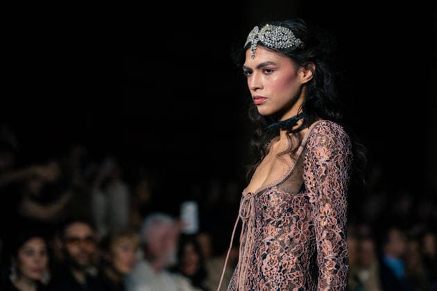 LFW - Aadnevik Runway A model walks the runway at the Aadnevik show during London Fashion Week February 2026 at The Royal Horseguards , London, UK on February 23, 2026. Photo by LounisPhotography ABACAPRESS.COM London United Kingdom  Copyright: xLounisPhotography ABACAx