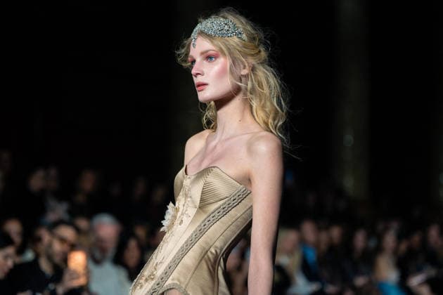 LFW - Aadnevik Runway A model walks the runway at the Aadnevik show during London Fashion Week February 2026 at The Royal Horseguards , London, UK on February 23, 2026. Photo by LounisPhotography ABACAPRESS.COM London United Kingdom  Copyright: xLounisPhotography ABACAx