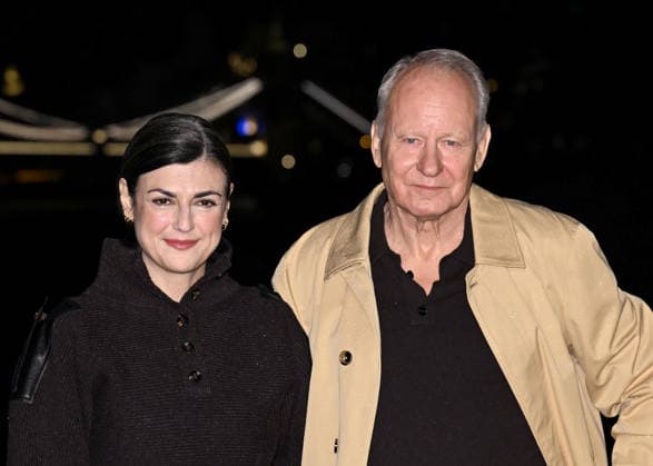 Celebrities arrive at the Burberry Fashion Show at 1 Old Billingsgate Walk during London Fashion Week Featuring: Megan Skarsgard, Stellan Skarsgard Where: London, United Kingdom When: 23 Feb 2026 Credit: Cover Images EDITORIAL USE ONLY. NOT FOR USE BY NEWSPAPERS BASED IN THE UK. Copyright: xx coverimg55500967