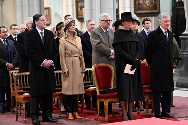 Mass for the defuncts of the Royal family 24 02 2026 BRUSSELS, BELGIUM - FEBRUARY 24 : James O Hare, Princess Delphine of Belgium, Queen Mathilde of Belgium, King Philippe of Belgium, Prince Laurent of Belgium, Princess Claire of Belgium attend the annual mass in memory of deceased members of the Royal Family. The ceremony takes place at the Church of Our Lady in Laeken on February 24, 2026 in Brussels, Belgium, 24 02 2026 Brussels Belgium  Copyright: xDidierxLebrunx