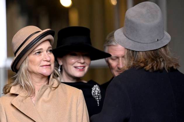 Mass for the defuncts of the Royal family 24 02 2026 BRUSSELS, BELGIUM - FEBRUARY 24 : Princess Delphine of Belgium, Queen Mathilde of Belgium, King Philippe of Belgium and Princess Claire of Belgium attend the annual mass in memory of deceased members of the Royal Family. The ceremony takes place at the Church of Our Lady in Laeken on February 24, 2026 in Brussels, Belgium, 24 02 2026 Brussels Belgium  Copyright: xDidierxLebrunx