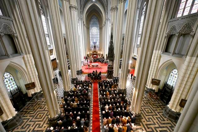 Mass for the defuncts of the Royal family 24 02 2026 BRUSSELS, BELGIUM - FEBRUARY 24 : King Philippe, Queen Mathilde, Prince Laurent, Princess Claire, as well as Princess Delphine and Mr James O Hare, attend the annual mass in memory of deceased members of the Royal Family. The ceremony takes place at the Church of Our Lady in Laeken on February 24, 2026 in Brussels, Belgium, 24 02 2026 Brussels Belgium  Copyright: xDidierxLebrunx