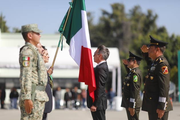 Commemoration ceremony for Mexican Flag Day in Zapopan ZAPOPAN, MEXICO- FEBRUARY 24: The governor of Jalisco, Pablo Lemus Navarro (C) participates during the commemoration ceremony for Mexican Flag Day, in the 15 Military Zone, in Zapopan, Jalisco, Mexico, on February 24, 2026. Stringer Anadolu Zapopan Mexico. Editorial use only. Please get in touch for any other usage.  Copyright: x2026xAnadoluxStringerx
