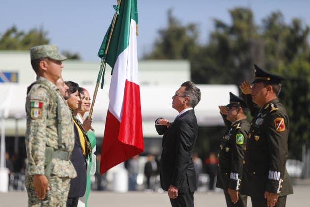 Commemoration ceremony for Mexican Flag Day in Zapopan ZAPOPAN, MEXICO- FEBRUARY 24: The governor of Jalisco, Pablo Lemus Navarro (C) participates during the commemoration ceremony for Mexican Flag Day, in the 15 Military Zone, in Zapopan, Jalisco, Mexico, on February 24, 2026. Stringer Anadolu Zapopan Mexico. Editorial use only. Please get in touch for any other usage.  Copyright: x2026xAnadoluxStringerx