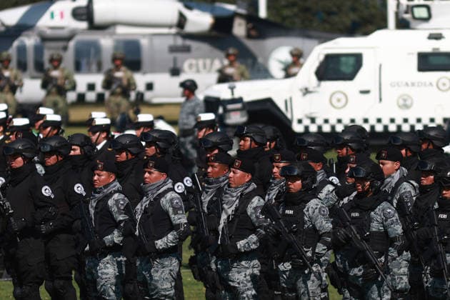Flag Day Ceremony in Mexico MEXICO CITY, MEXICO - FEBRUARY 24: Members of the National Guard take part in the Flag Day ceremony, at Marte Military Camp, in Mexico City, Mexico on February 24, 2026. Mexican President Claudia Sheinbaum led the ceremony before hundreds of members of the Mexican Army, National Guard and Navy. Daniel Cardenas Anadolu Mexico City Mexico. Editorial use only. Please get in touch for any other usage.  Copyright: x2026xAnadoluxDanielxCardenasx