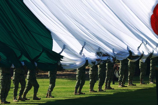 Flag Day Ceremony in Mexico MEXICO CITY, MEXICO - FEBRUARY 24: Members of the Mexican Army take part in the Flag Day ceremony, at Marte Military Camp, in Mexico City, Mexico on February 24, 2026. Mexican President Claudia Sheinbaum led the ceremony before hundreds of members of the Mexican Army, National Guard and Navy. Daniel Cardenas Anadolu Mexico City Mexico. Editorial use only. Please get in touch for any other usage.  Copyright: x2026xAnadoluxDanielxCardenasx
