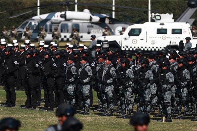 Flag Day Ceremony in Mexico MEXICO CITY, MEXICO - FEBRUARY 24: Members of the National Guard take part in the Flag Day ceremony, at Marte Military Camp, in Mexico City, Mexico on February 24, 2026. Mexican President Claudia Sheinbaum led the ceremony before hundreds of members of the Mexican Army, National Guard and Navy. Daniel Cardenas Anadolu Mexico City Mexico. Editorial use only. Please get in touch for any other usage.  Copyright: x2026xAnadoluxDanielxCardenasx