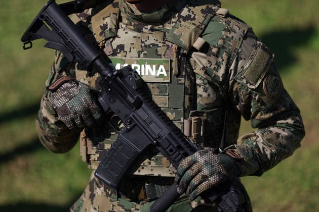 Flag Day Ceremony in Mexico MEXICO CITY, MEXICO - FEBRUARY 24: Member of the Mexican Navy takes part in the Flag Day ceremony, at Marte Military Camp, in Mexico City, Mexico on February 24, 2026. Mexican President Claudia Sheinbaum led the ceremony before hundreds of members of the Mexican Army, National Guard and Navy. Daniel Cardenas Anadolu Mexico City Mexico. Editorial use only. Please get in touch for any other usage.  Copyright: x2026xAnadoluxDanielxCardenasx
