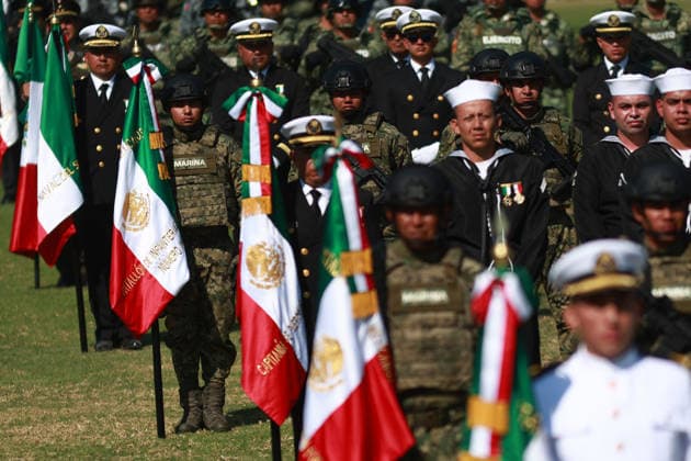 Flag Day Ceremony in Mexico MEXICO CITY, MEXICO - FEBRUARY 24: Members of the Mexican Navy take part in the Flag Day ceremony, at Marte Military Camp, in Mexico City, Mexico on February 24, 2026. Mexican President Claudia Sheinbaum led the ceremony before hundreds of members of the Mexican Army, National Guard and Navy. Daniel Cardenas Anadolu Mexico City Mexico. Editorial use only. Please get in touch for any other usage.  Copyright: x2026xAnadoluxDanielxCardenasx