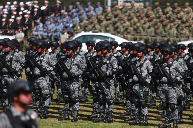 Flag Day Ceremony in Mexico MEXICO CITY, MEXICO - FEBRUARY 24: Members of the National Guard take part in the Flag Day ceremony, at Marte Military Camp, in Mexico City, Mexico on February 24, 2026. Mexican President Claudia Sheinbaum led the ceremony before hundreds of members of the Mexican Army, National Guard and Navy. Daniel Cardenas Anadolu Mexico City Mexico. Editorial use only. Please get in touch for any other usage.  Copyright: x2026xAnadoluxDanielxCardenasx