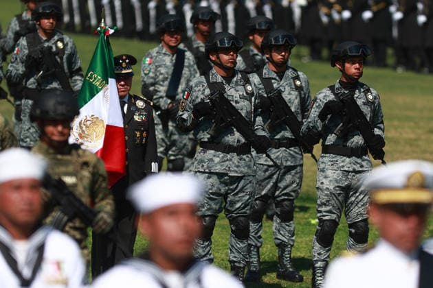Flag Day Ceremony in Mexico MEXICO CITY, MEXICO - FEBRUARY 24: Members of the National Guard take part in the Flag Day ceremony, at Marte Military Camp, in Mexico City, Mexico on February 24, 2026. Mexican President Claudia Sheinbaum led the ceremony before hundreds of members of the Mexican Army, National Guard and Navy. Daniel Cardenas Anadolu Mexico City Mexico. Editorial use only. Please get in touch for any other usage.  Copyright: x2026xAnadoluxDanielxCardenasx