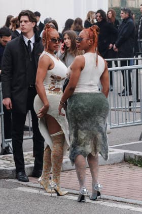 Milan, Milan Fashion Week Womenswear Fall Winter 2026 2027 - Women s Fashion, Fall Winter 2026 2027 - Diesel Fashion Show - Guest Arrivals. Pictured: Shannon and Shannade Clermont (models and television personalities from the Clermont Twins duo)  Copyright: xAlessandroxBremecx xipa-agency.netx xx IPA_Agency_IPA71983474