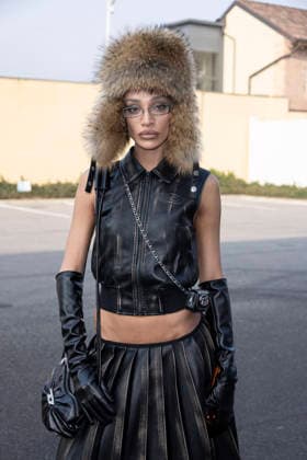 Diesel - Guest arrival - Milan Fashion Week - Womenswear Fall Winter 2026 2027 MILAN, ITALY - FEBRUARY 24: Eden Fines is seen outside Diesel show during the Milan Fashion Week - Womenswear Fall Winter 2026 2027 on February 24, 2026 in Milan, Italy. Photo by Marco Piovanotto Abacapress.com  Copyright: xPiovanottoxMarco ABACAx