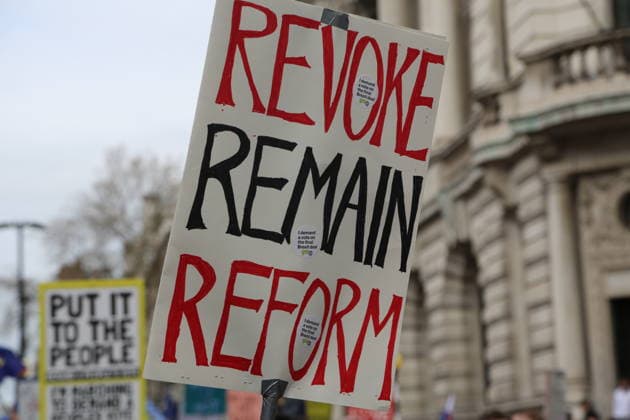 Anti Brexit activists demonstration in London LONDON, UNITED KINGDOM - MARCH 23: Anti Brexit activists stage a demonstration demanding a new referendum on the issue in London, United Kingdom on March 23, 2019. London, City of Ingiltere. Editorial use only. Please get in touch for any other usage.  Copyright: x2025xAnadoluxTayfunxSalcÄ±x