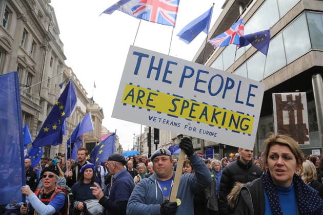 Anti Brexit activists demonstration in London LONDON, UNITED KINGDOM - MARCH 23: Anti Brexit activists stage a demonstration demanding a new referendum on the issue in London, United Kingdom on March 23, 2019. London, City of Ingiltere. Editorial use only. Please get in touch for any other usage.  Copyright: x2025xAnadoluxTayfunxSalcÄ±x