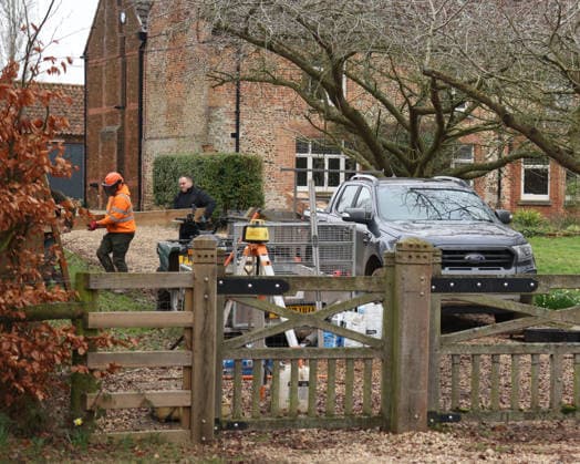 Work continues to install fencing around Marsh Farm. Marsh Farm is just along the road from Wood Farm on the Sandringham Estate where Andrew Mountbatten-Windsor is staying. Mountbatten-Windsor was arrested last week, and taken to Aylsham police station before being released under investigation, and returning to Wood Farm. Andrew Mountbatten-Windsor, formerly Prince Andrew The Duke of York, has previously denied any wrongdoing in relation to sex offender Jeffrey Epstein. Andrew Mountbatten-Windsor, Sandringham, Norfolk, on 25th February, 2026 